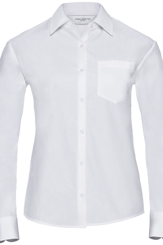 Russell Collection Womens Long Sleeve Cotton Poplin Shirt