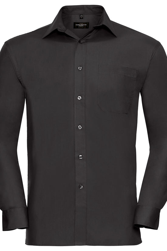 Russell Collection Mens Long Sleeve Cotton Poplin Shirt