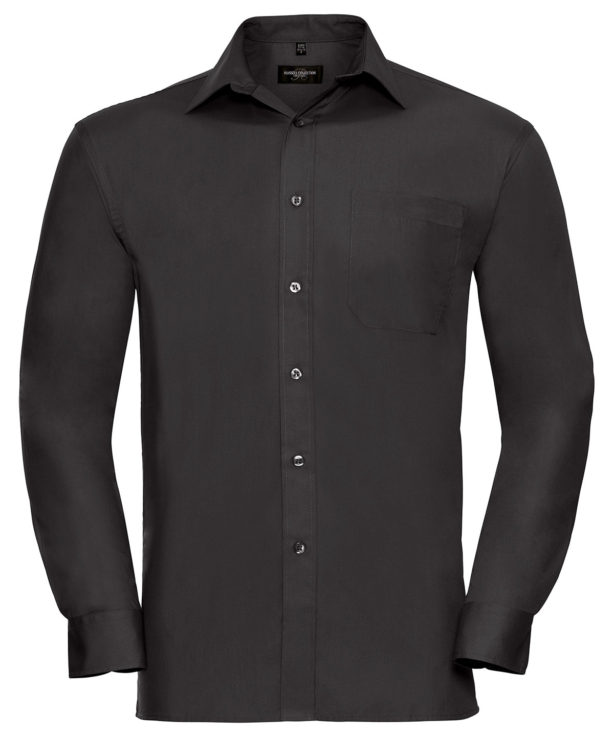 Russell Collection Mens Long Sleeve Cotton Poplin Shirt