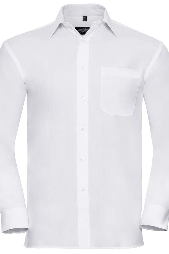 Russell Collection Mens Long Sleeve Cotton Poplin Shirt