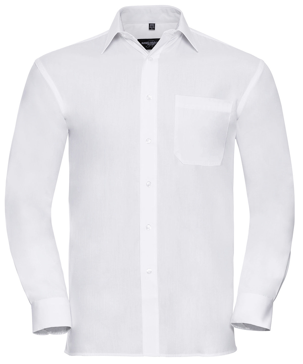 Russell Collection Mens Long Sleeve Cotton Poplin Shirt