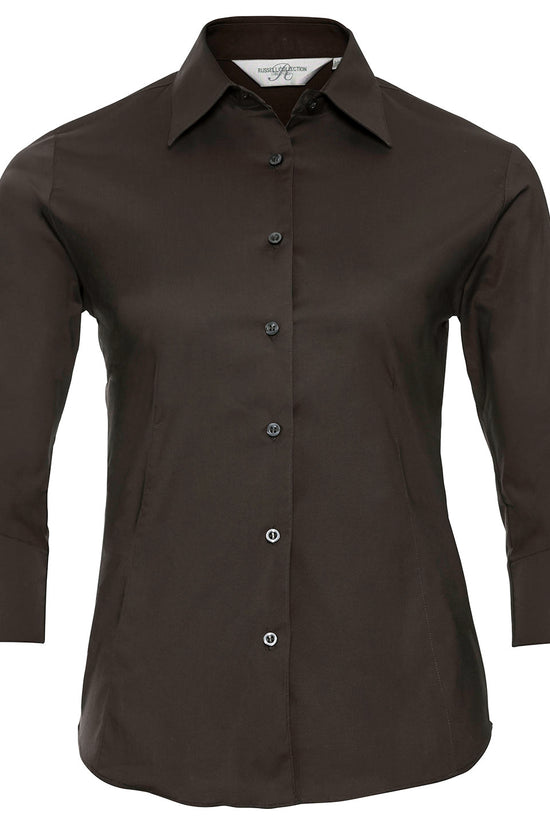 Russell Collection Womens Fitted Shirt with 34 Sleeve