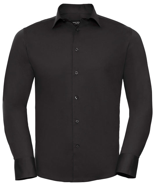 Russell Collection Long Sleeve Fitted Shirt for Men Plus Size