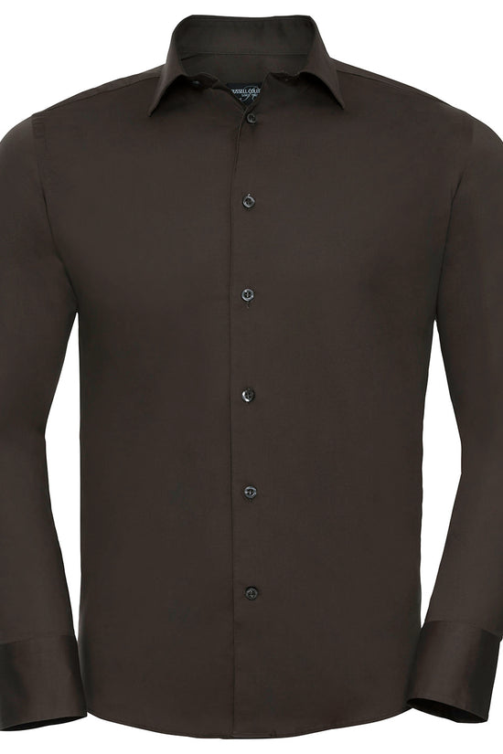 Russell Collection Long Sleeve Fitted Shirt for Men Plus Size