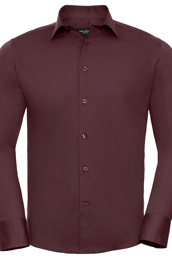 Russell Collection Long Sleeve Fitted Shirt for Men Plus Size