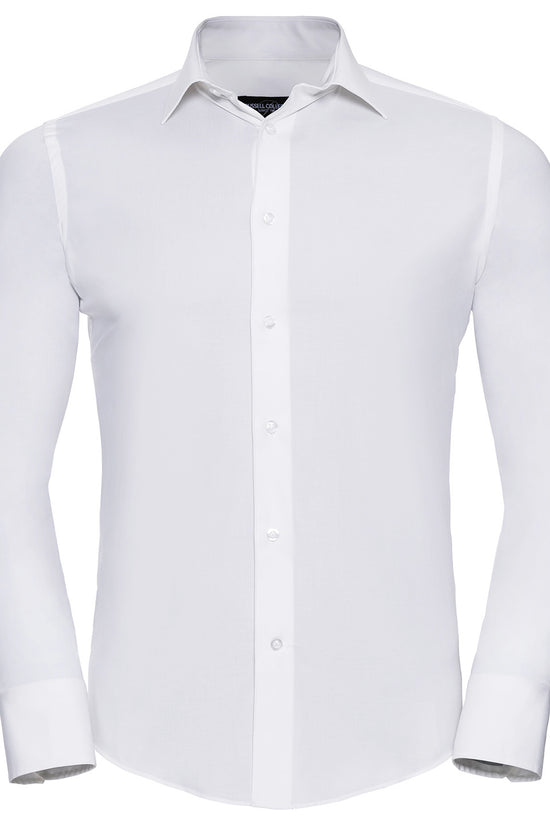 Russell Collection Long Sleeve Fitted Shirt for Men Plus Size