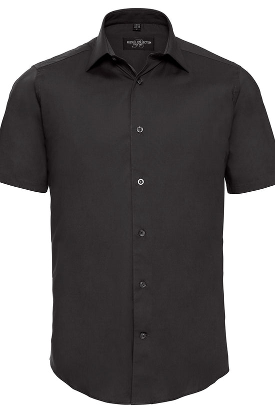 Russell Collection Mens Fitted Short Sleeve Shirt