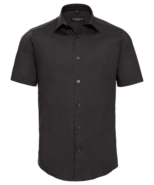 Russell Collection Mens Fitted Short Sleeve Shirt