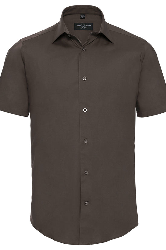 Russell Collection Mens Fitted Short Sleeve Shirt