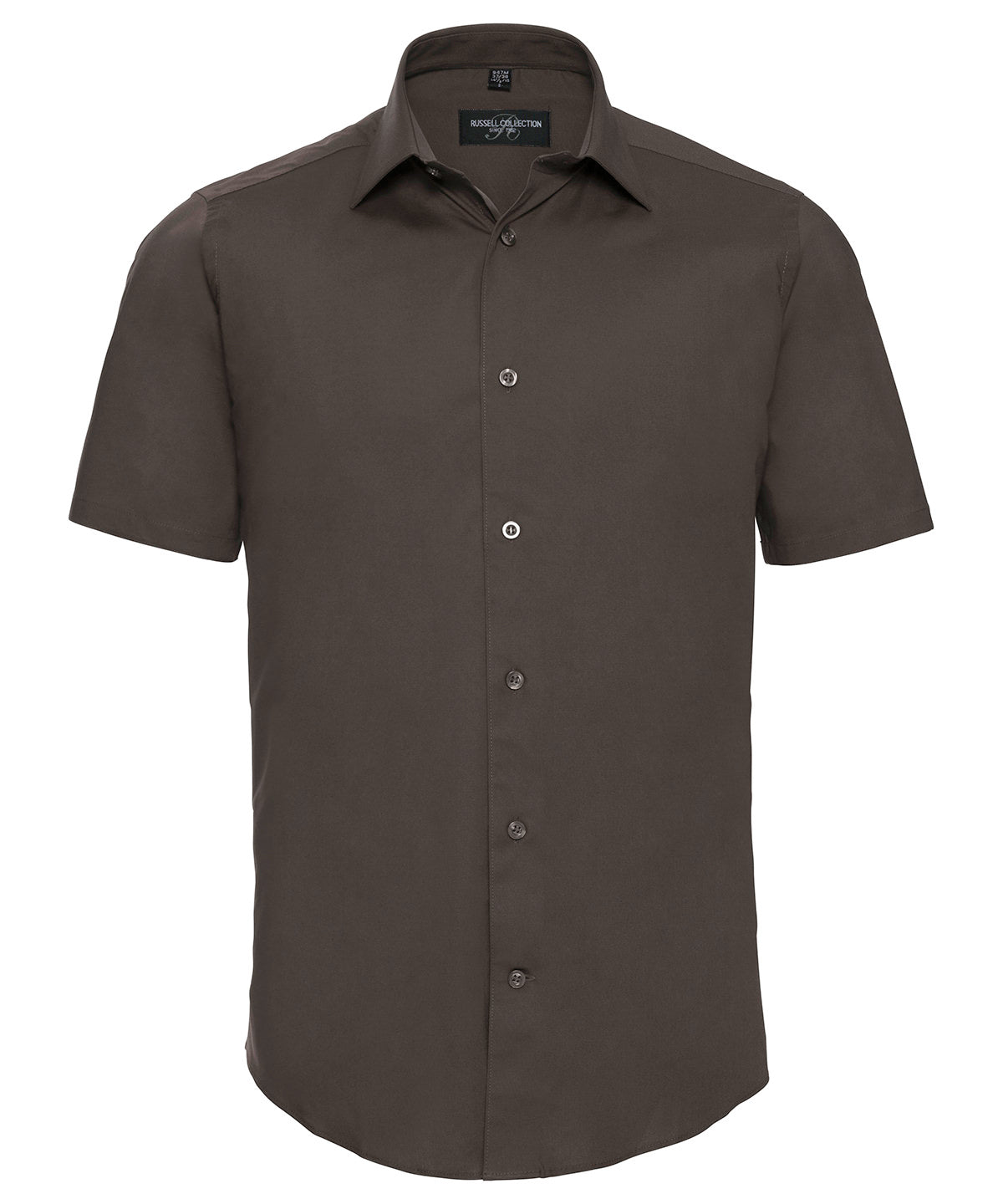 Russell Collection Mens Fitted Short Sleeve Shirt