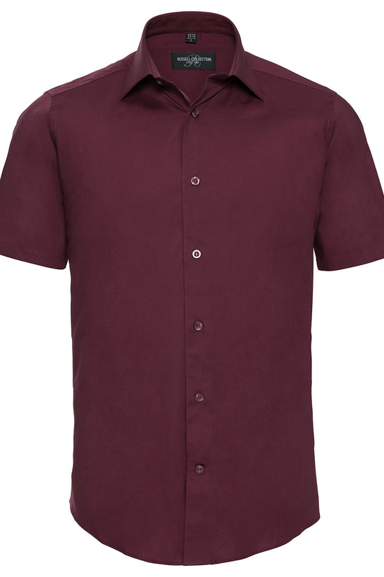 Russell Collection Mens Fitted Short Sleeve Shirt