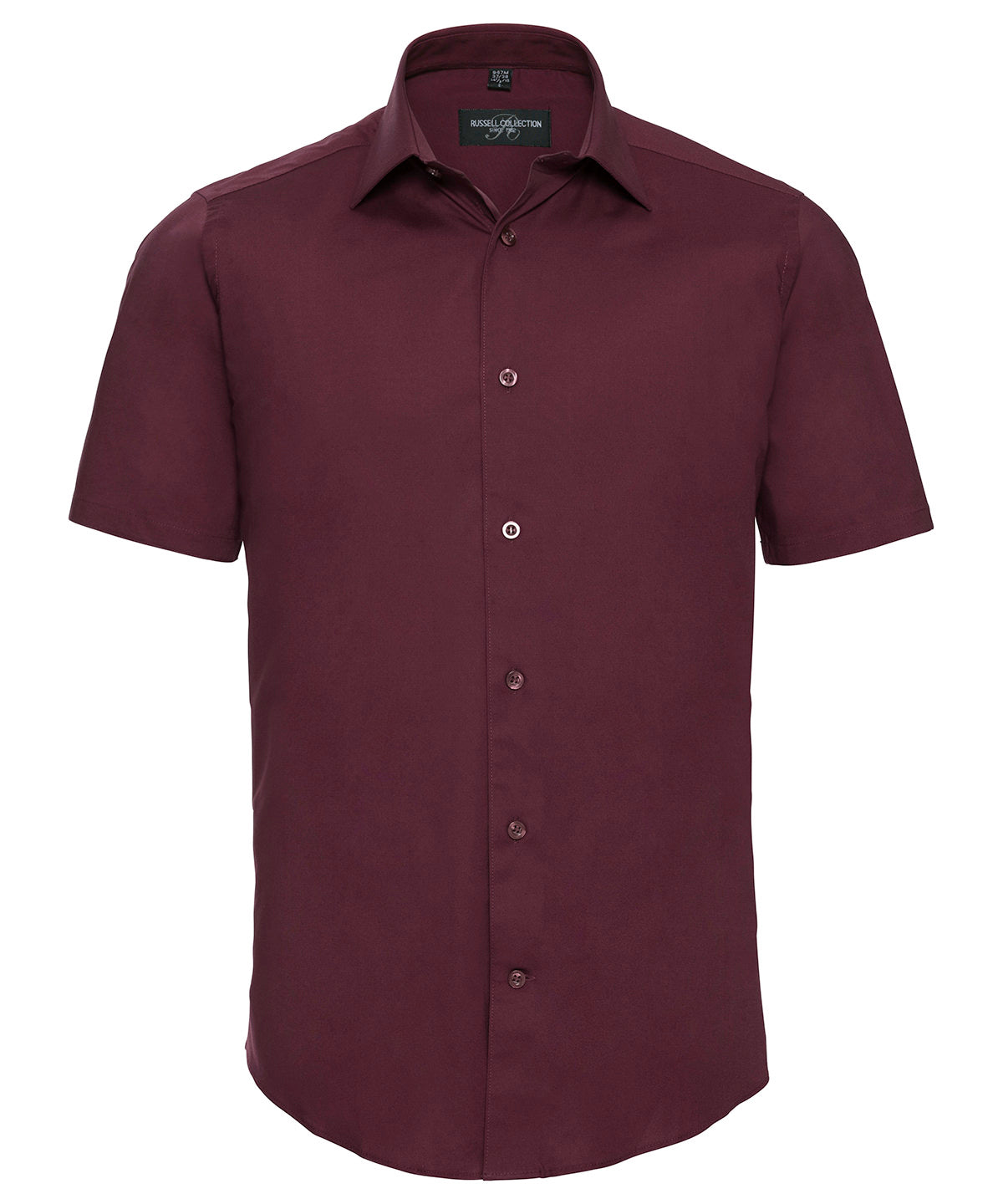 Russell Collection Mens Fitted Short Sleeve Shirt