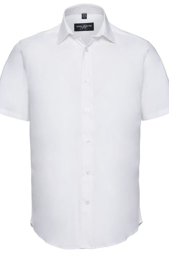 Russell Collection Mens Fitted Short Sleeve Shirt