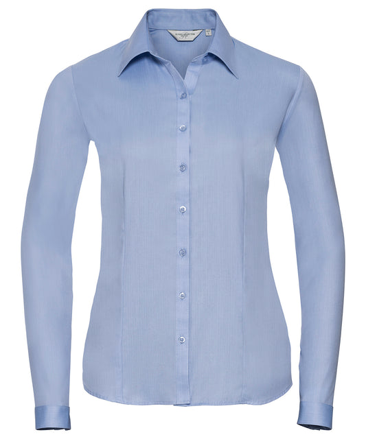 Russell Collection Womens Herringbone Long Sleeve Shirt