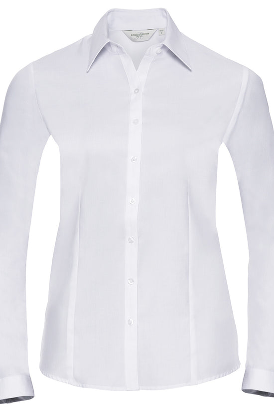Russell Collection Womens Herringbone Long Sleeve Shirt