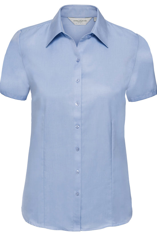 Russell Collection Womens Herringbone Short Sleeve Shirt