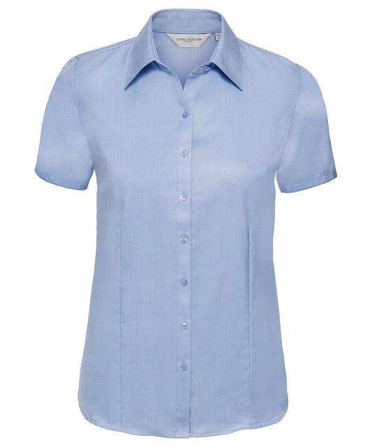 Russell Collection Womens Herringbone Short Sleeve Shirt