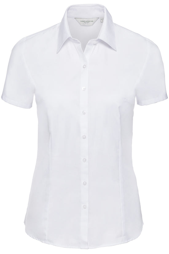 Russell Collection Womens Herringbone Short Sleeve Shirt