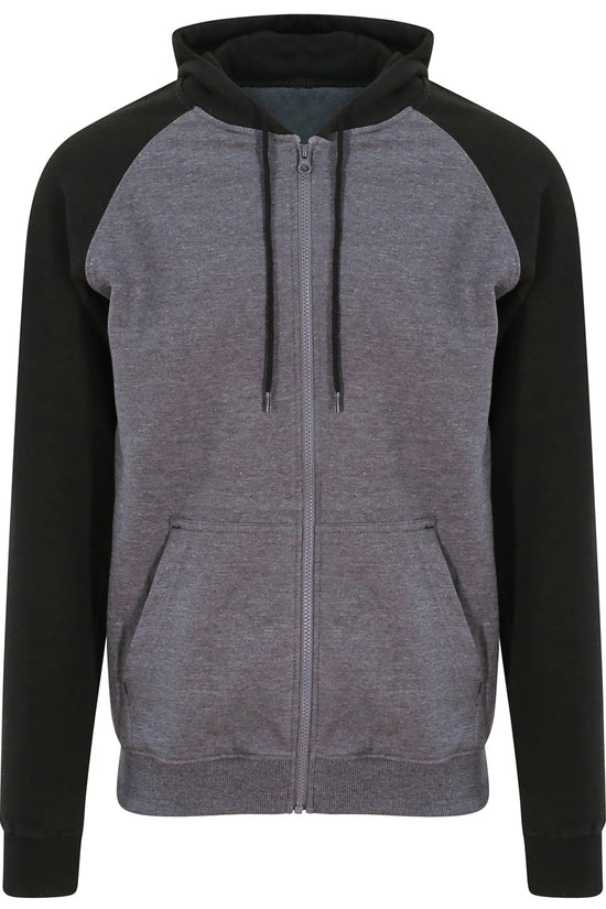 AWDis Baseball Zoodie Hoodie Mens Streetwear