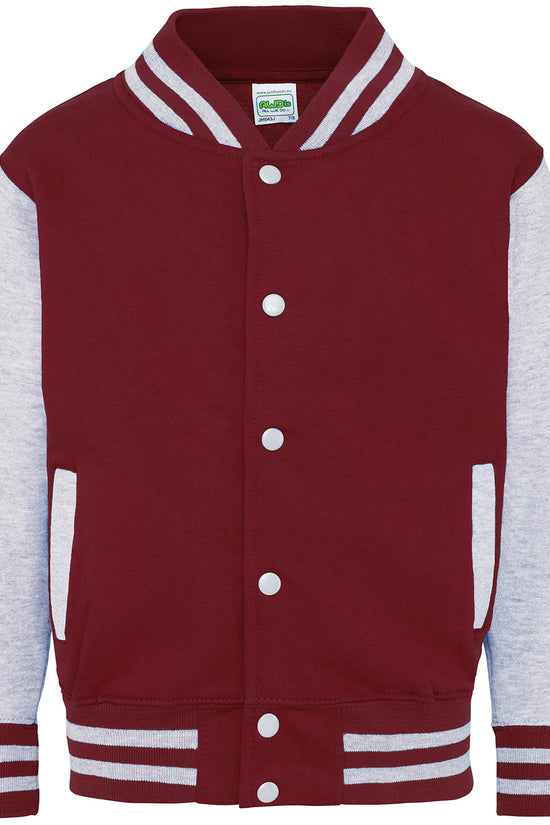 Kids Varsity Jacket with Contrast Sleeves Pockets