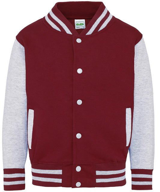 Kids Varsity Jacket with Contrast Sleeves Pockets