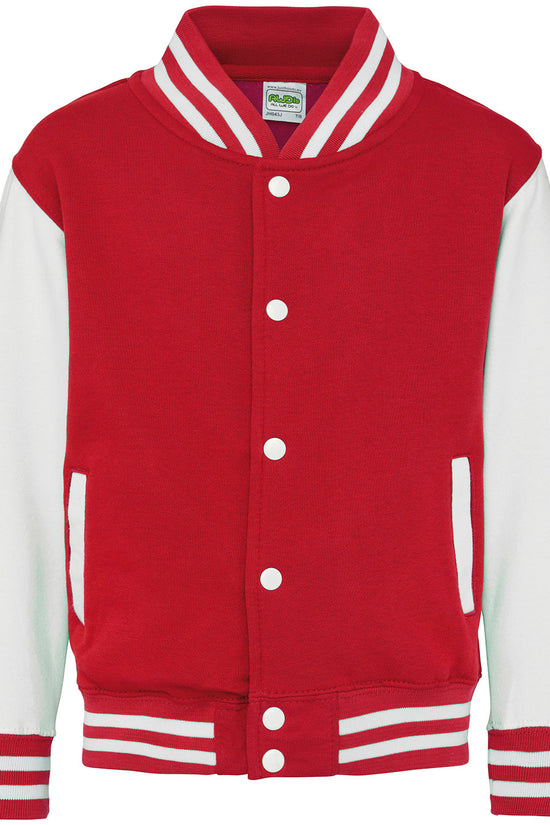 Kids Varsity Jacket with Contrast Sleeves Pockets