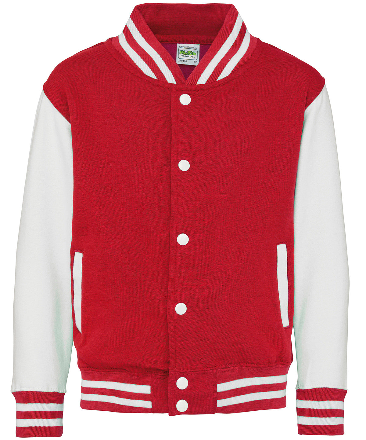 Kids Varsity Jacket with Contrast Sleeves Pockets