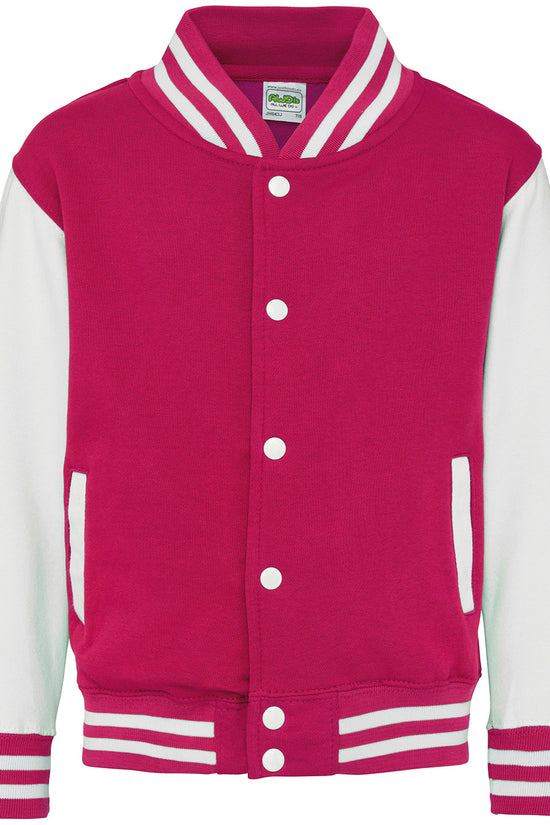 Kids Varsity Jacket with Contrast Sleeves Pockets