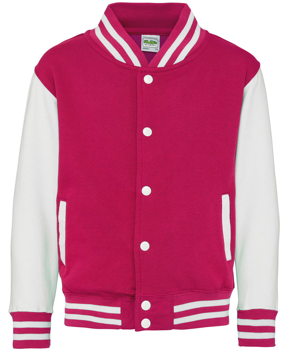 Kids Varsity Jacket with Contrast Sleeves Pockets
