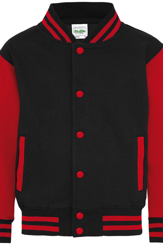 Kids Varsity Jacket with Contrast Sleeves Pockets