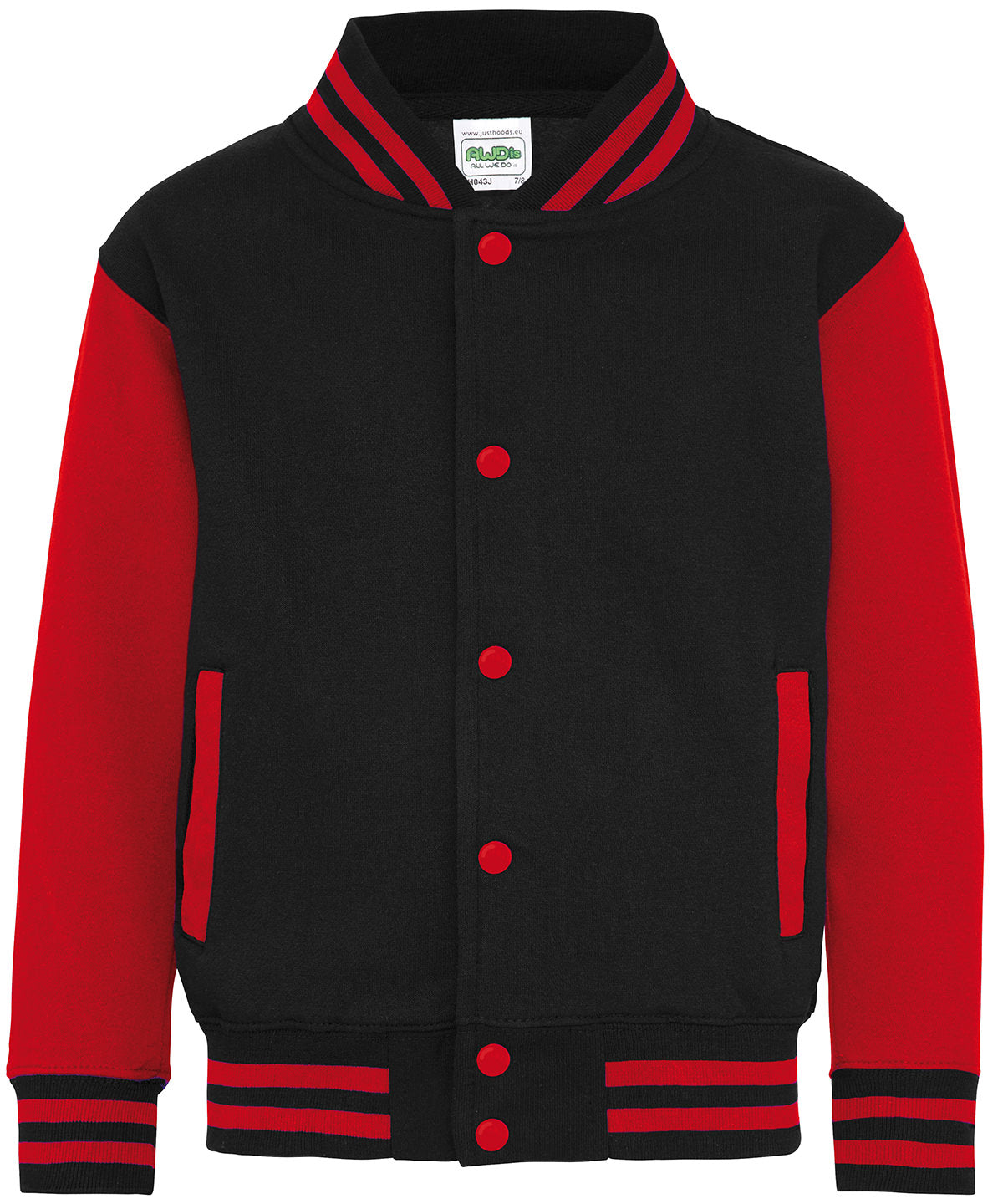 Kids Varsity Jacket with Contrast Sleeves Pockets