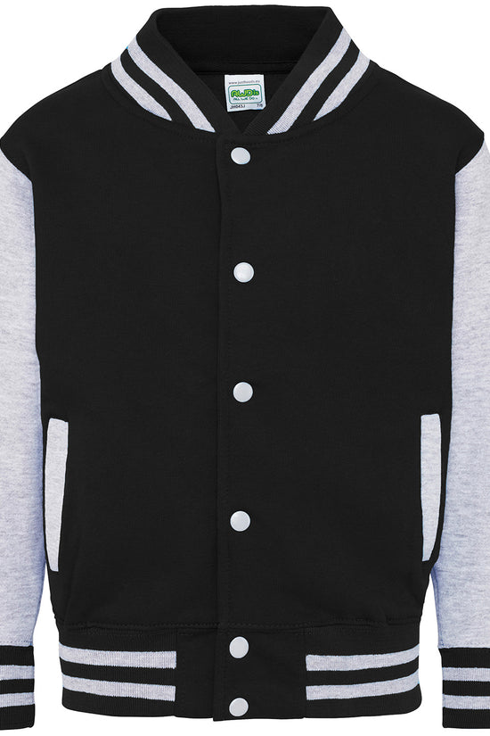 Kids Varsity Jacket with Contrast Sleeves Pockets