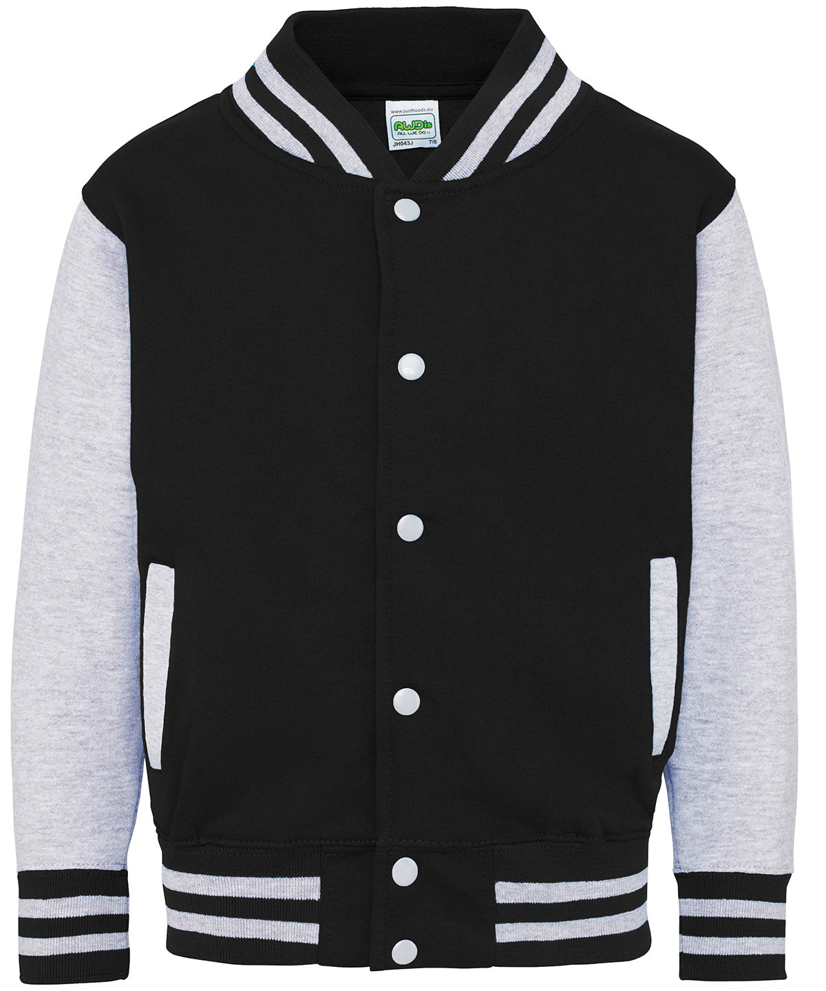 Kids Varsity Jacket with Contrast Sleeves Pockets