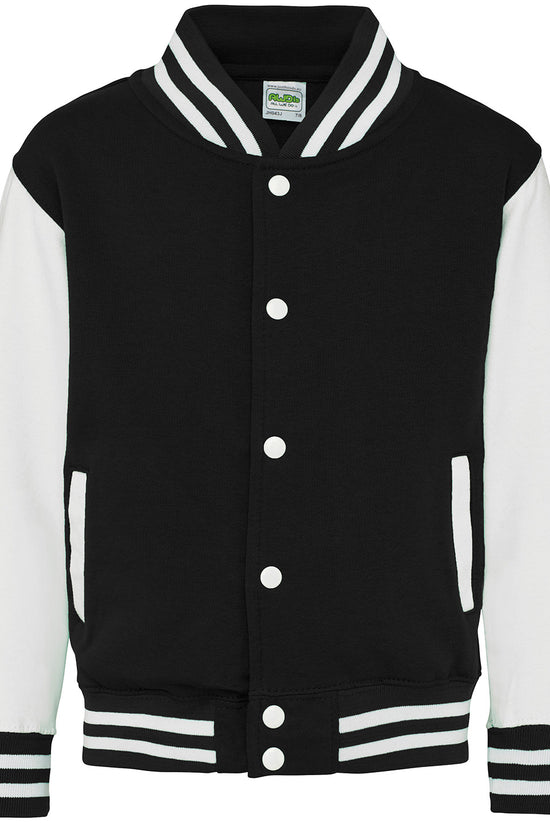 Kids Varsity Jacket with Contrast Sleeves Pockets