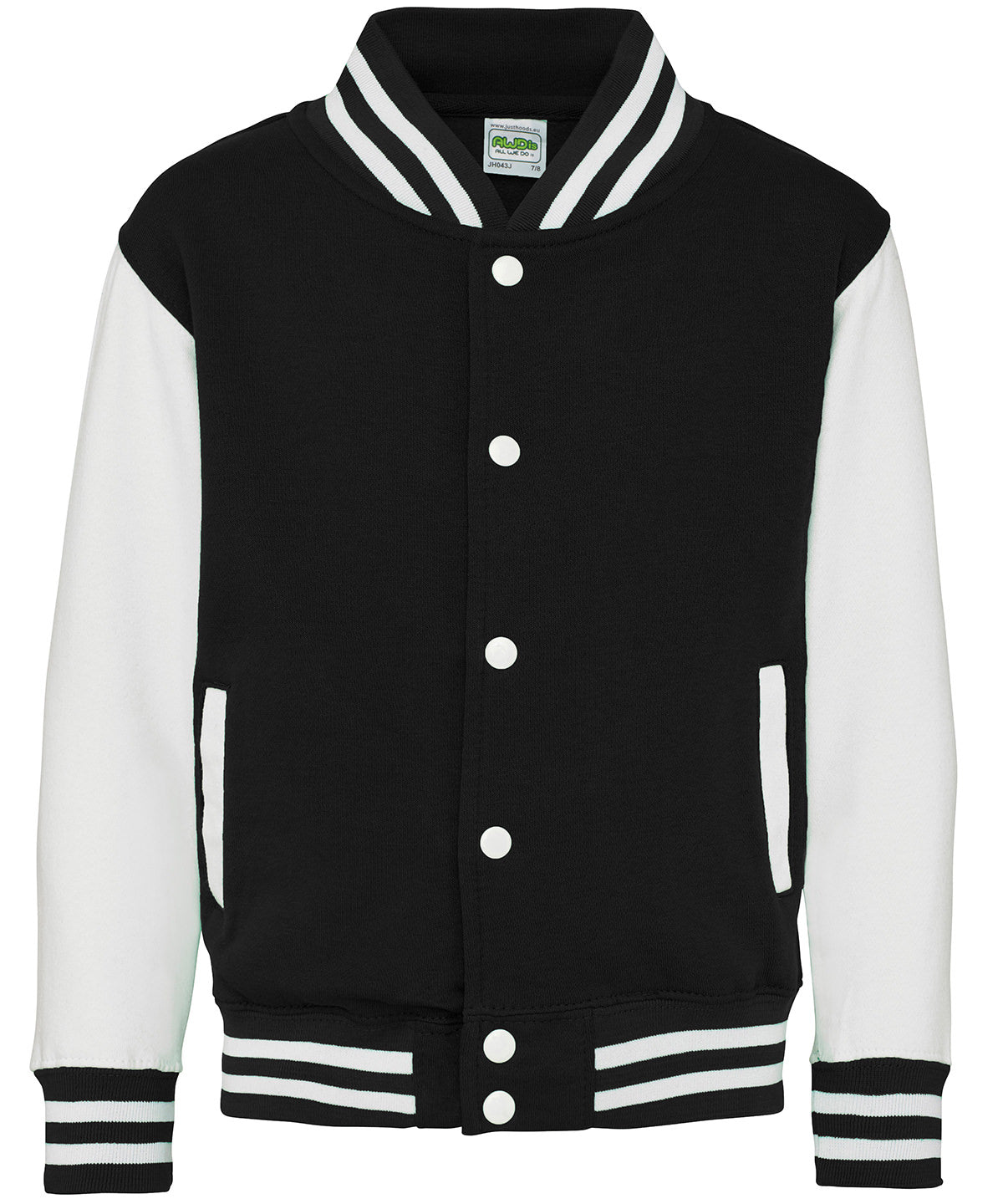 Kids Varsity Jacket with Contrast Sleeves Pockets