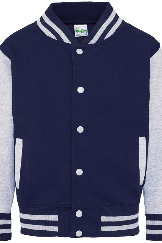 Kids Varsity Jacket with Contrast Sleeves Pockets