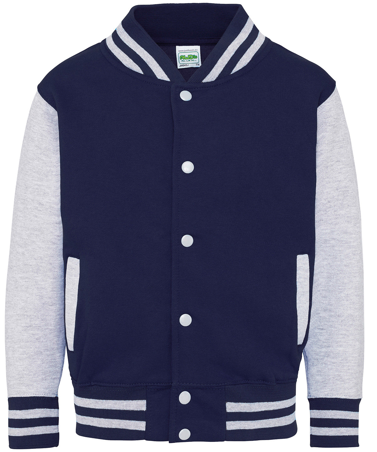 Kids Varsity Jacket with Contrast Sleeves Pockets