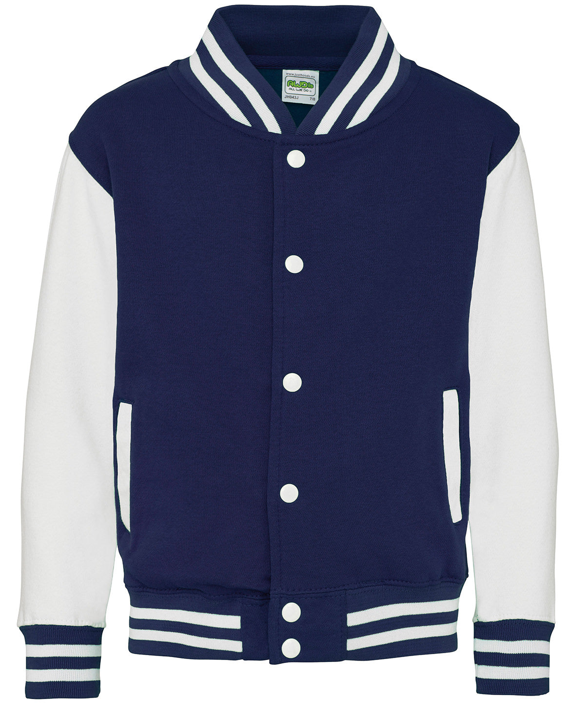 Kids Varsity Jacket with Contrast Sleeves Pockets