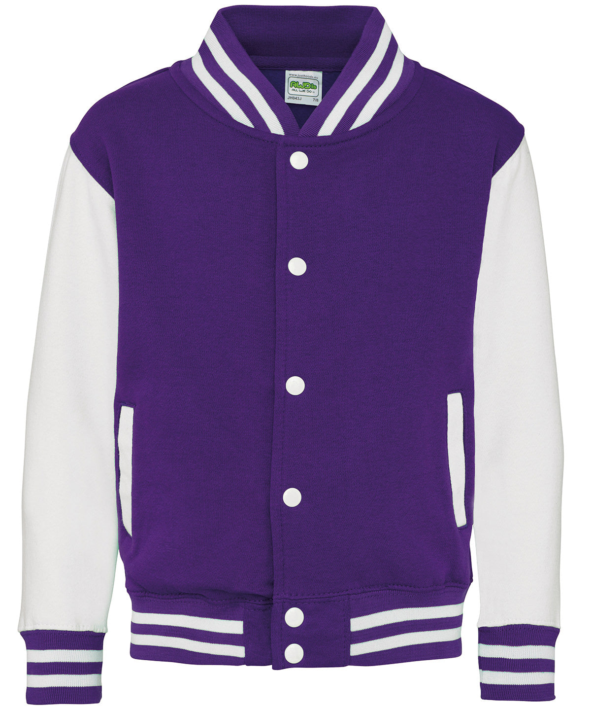 Kids Varsity Jacket with Contrast Sleeves Pockets