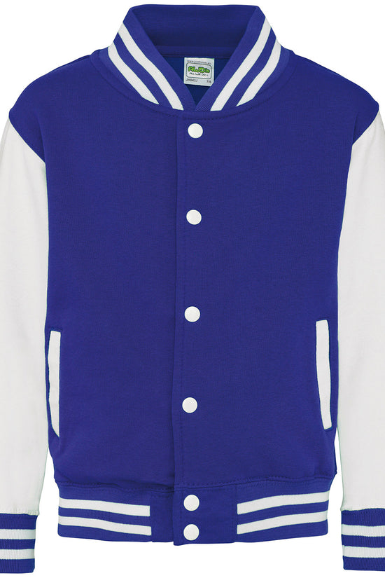 Kids Varsity Jacket with Contrast Sleeves Pockets