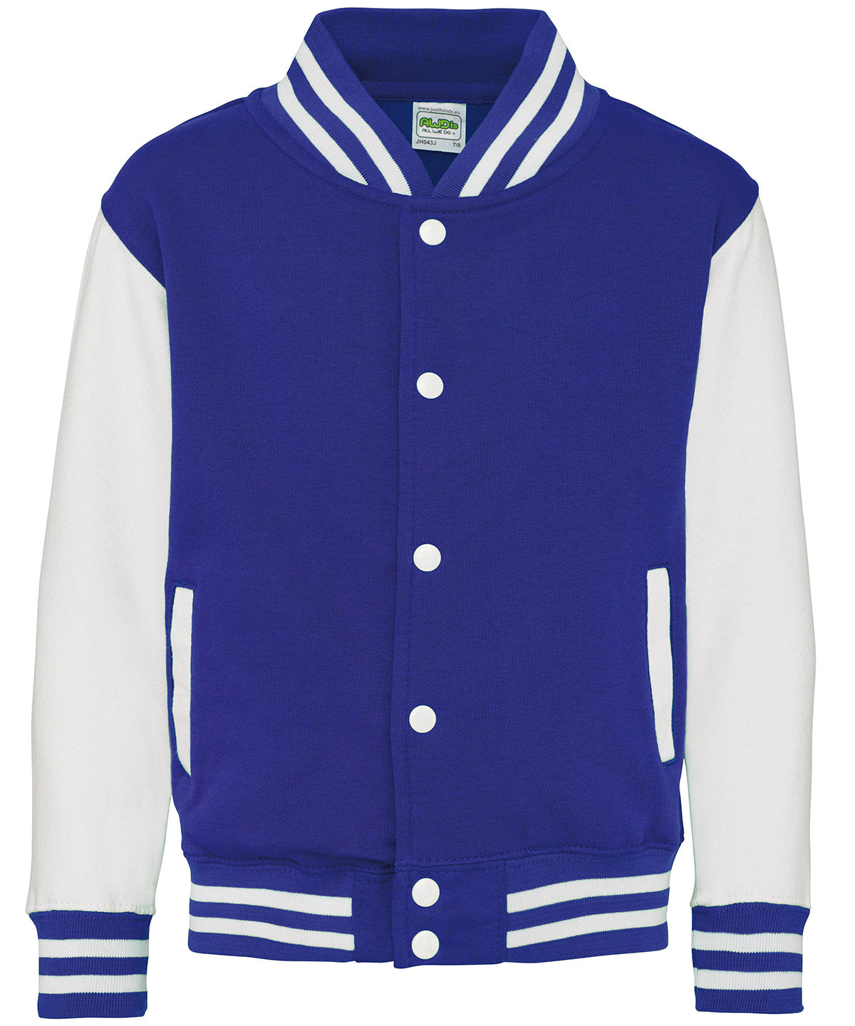 Kids Varsity Jacket with Contrast Sleeves Pockets