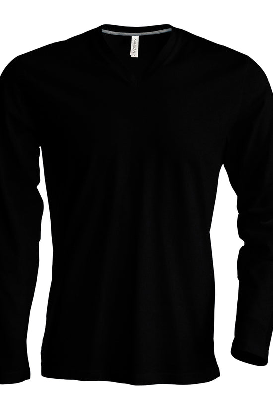 Kariban Mens LongSleeved VNeck TShirt Plus Sizes