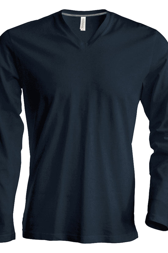 Kariban Mens LongSleeved VNeck TShirt Plus Sizes