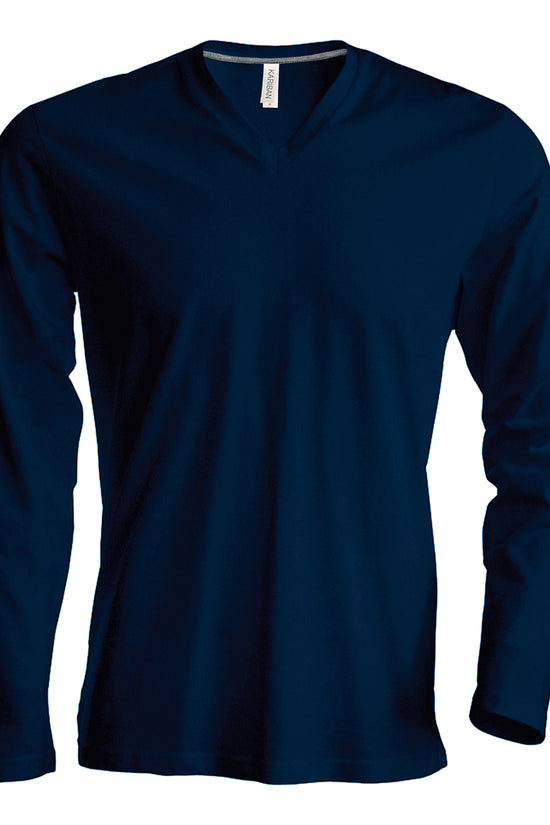 Kariban Mens LongSleeved VNeck TShirt Plus Sizes