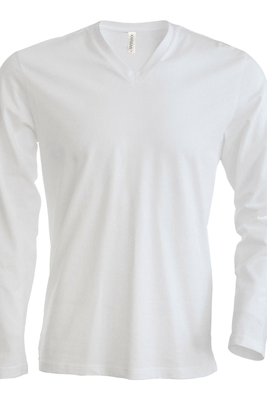 Kariban Mens LongSleeved VNeck TShirt Plus Sizes