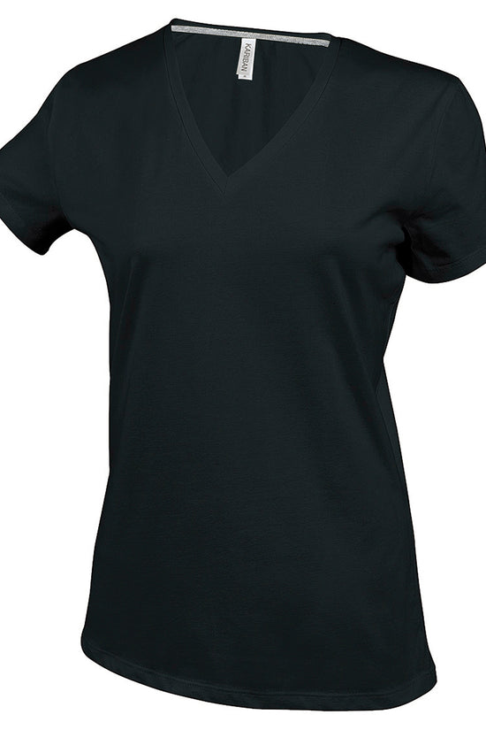 Kariban Ladies Enzyme Washed VNeck TShirt Plus Sizes