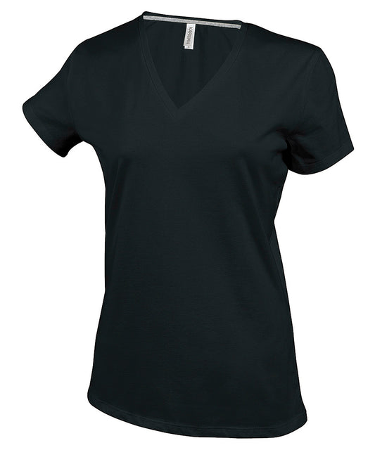 Kariban Ladies Enzyme Washed VNeck TShirt Plus Sizes