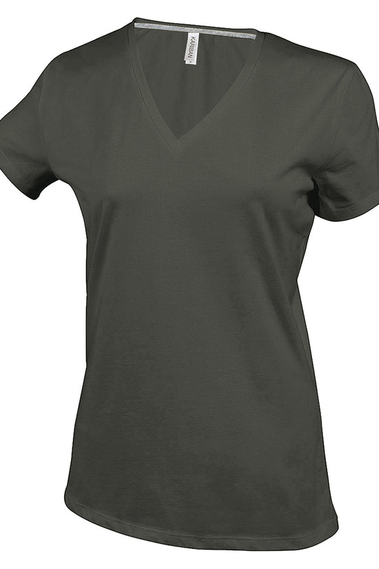 Kariban Ladies Enzyme Washed VNeck TShirt Plus Sizes