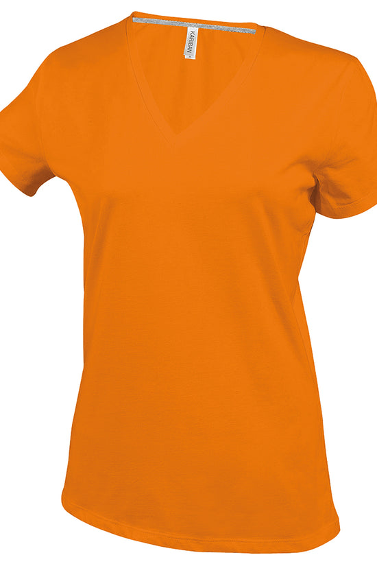 Kariban Ladies Enzyme Washed VNeck TShirt Plus Sizes