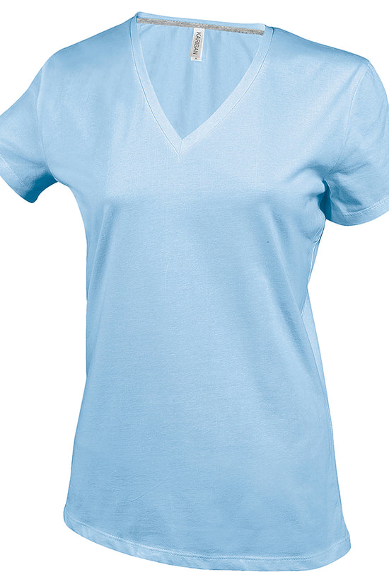 Kariban Ladies Enzyme Washed VNeck TShirt Plus Sizes